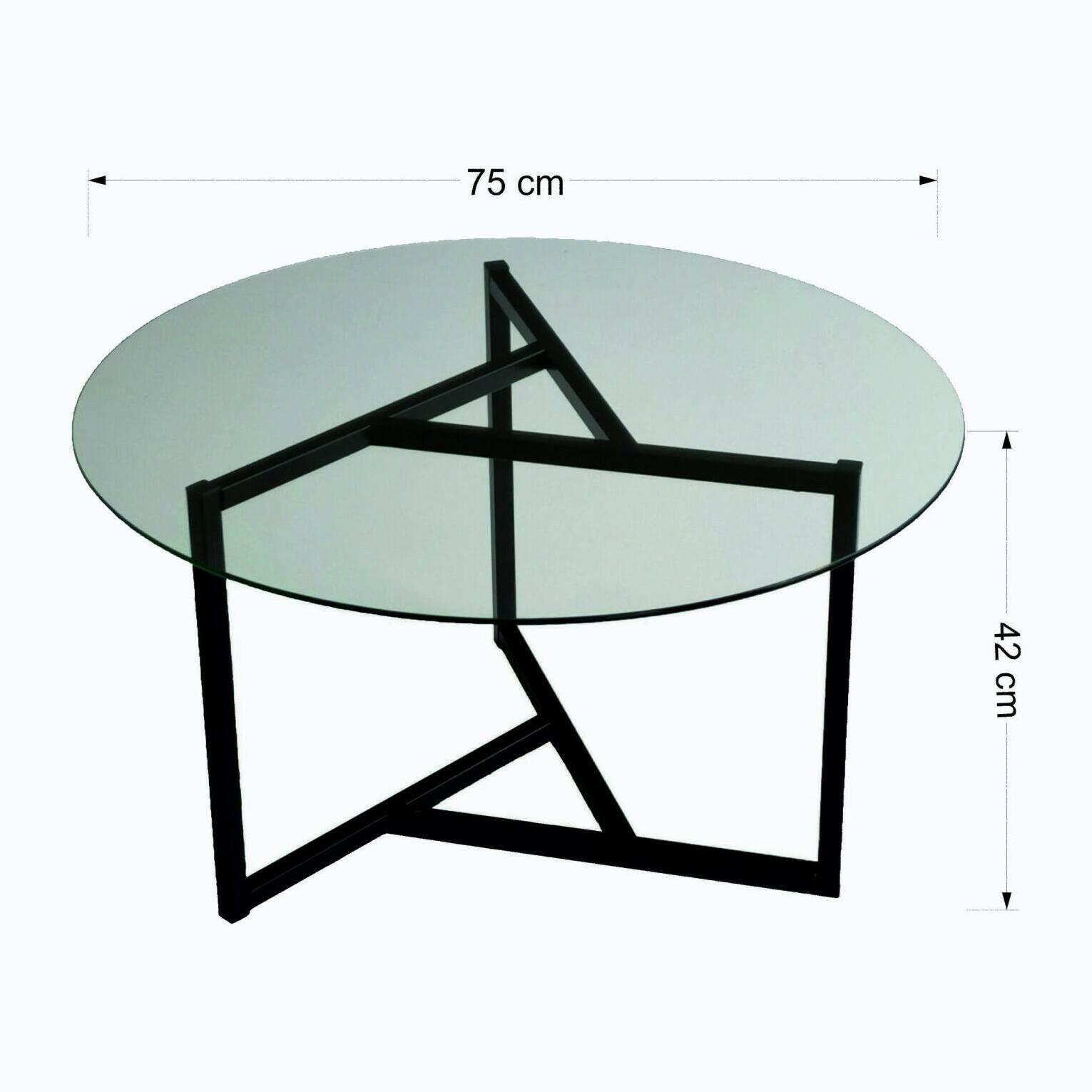 Tavolino da salotto Dmaccopp, Tavolo basso da caffè, Portariviste per divano, Ripiano da soggiorno, 75x75h42 cm, Nero e Trasparente