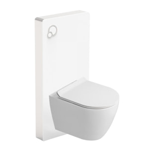 Glass pack WC bâti-support avec plaque de commande + WC suspendu Ceramia sans bride avec abattant SoftClose (STGLWCCEPXWT01-FR)