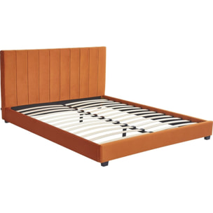 Lit avec tête de lit en velours - WILLIAM