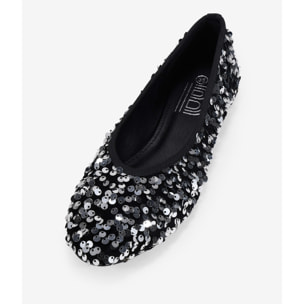 Bailarinas planas negras con lentejuelas
