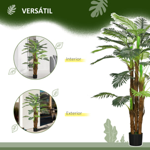 Planta Artificial Decorativa 160 cm Palmera Artificial con Maceta y Hojas para Interior Hogar Salón Oficina Verde
