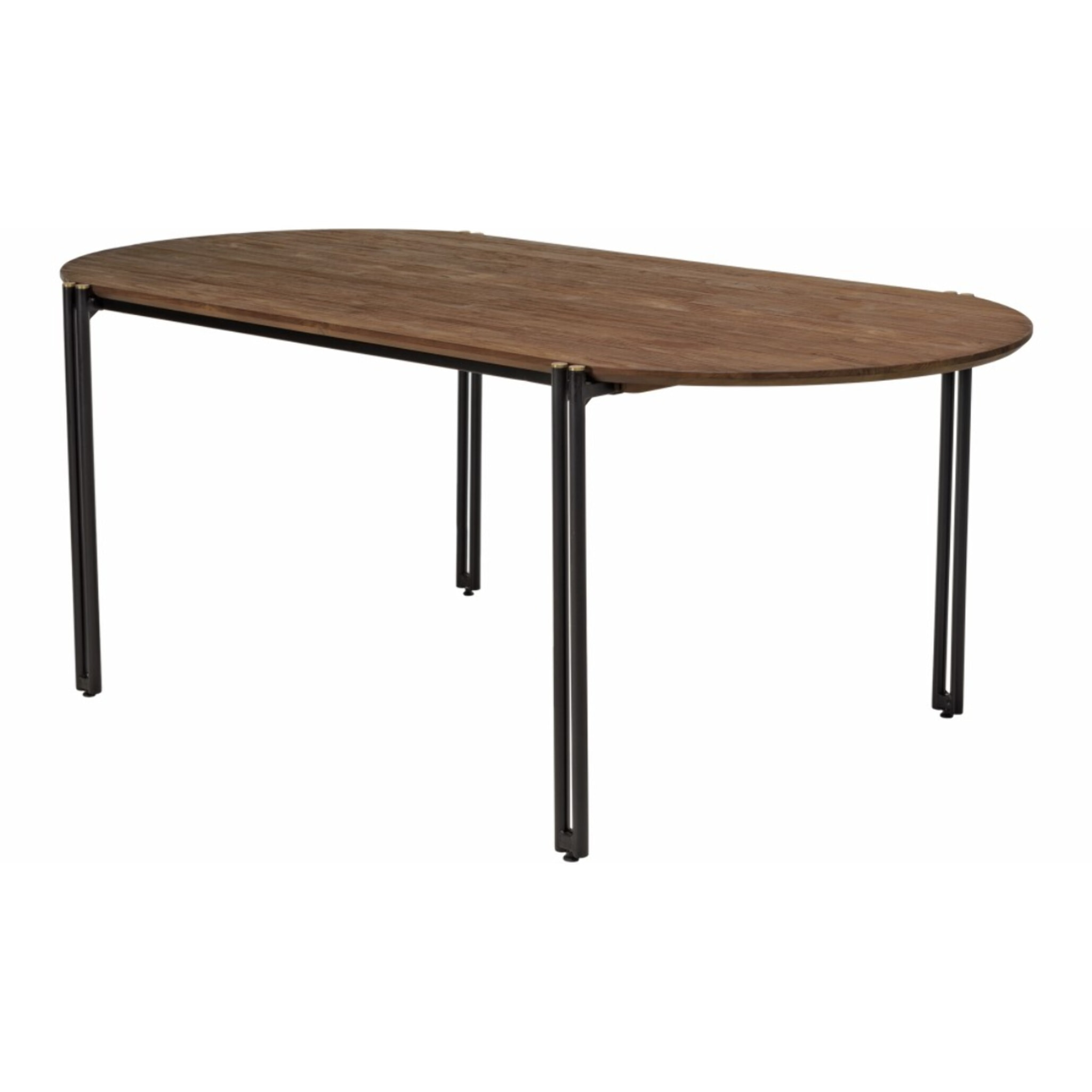 SIXTINE - Table à manger ovale 200x105cm plateau bois de teck recyclé