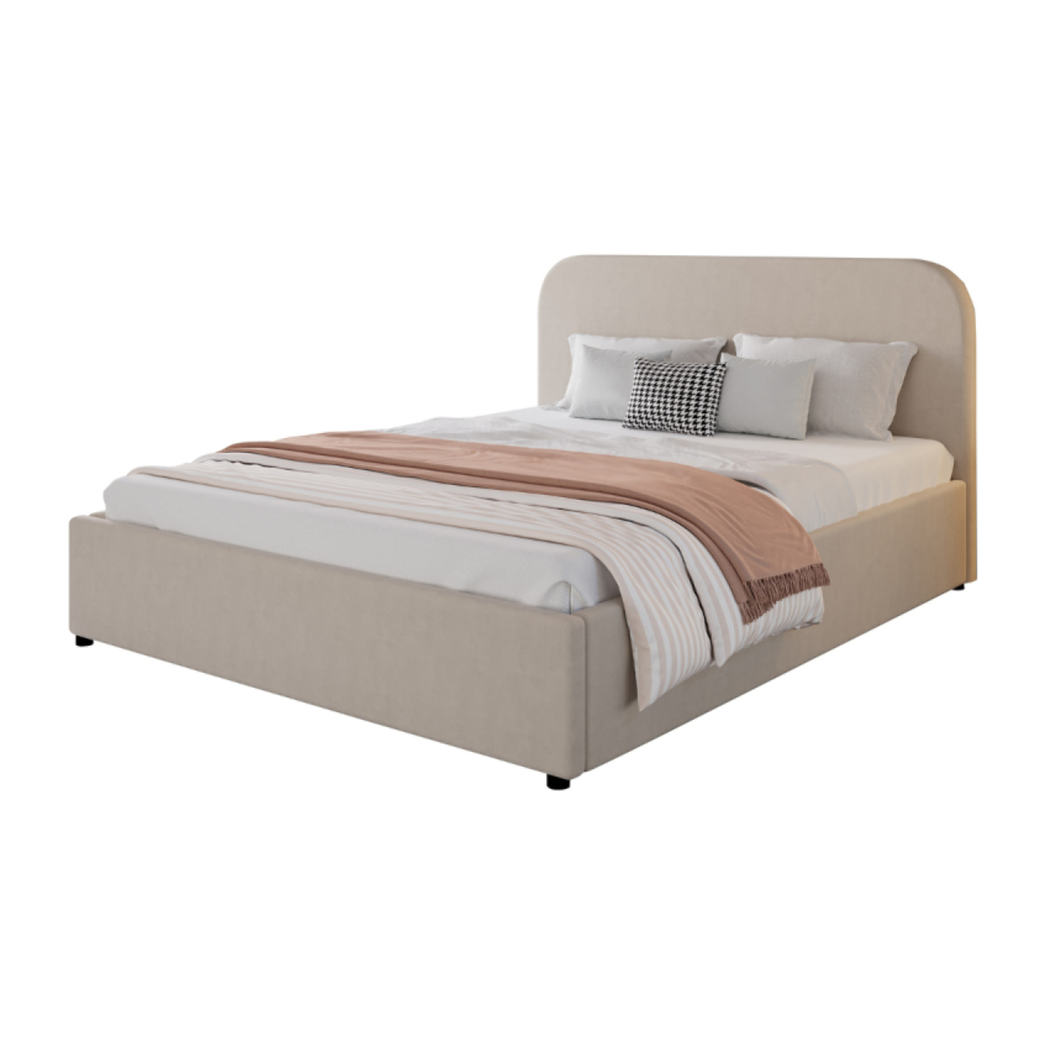 MENDOZA Lit avec coffre de rangement 160x200cm velours beige