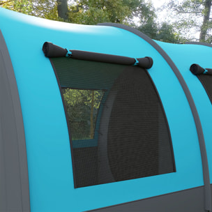 Tente de camping familiale 5-6 pers. étanchéité 3000 mm - 2 portes, sac - bleu gris