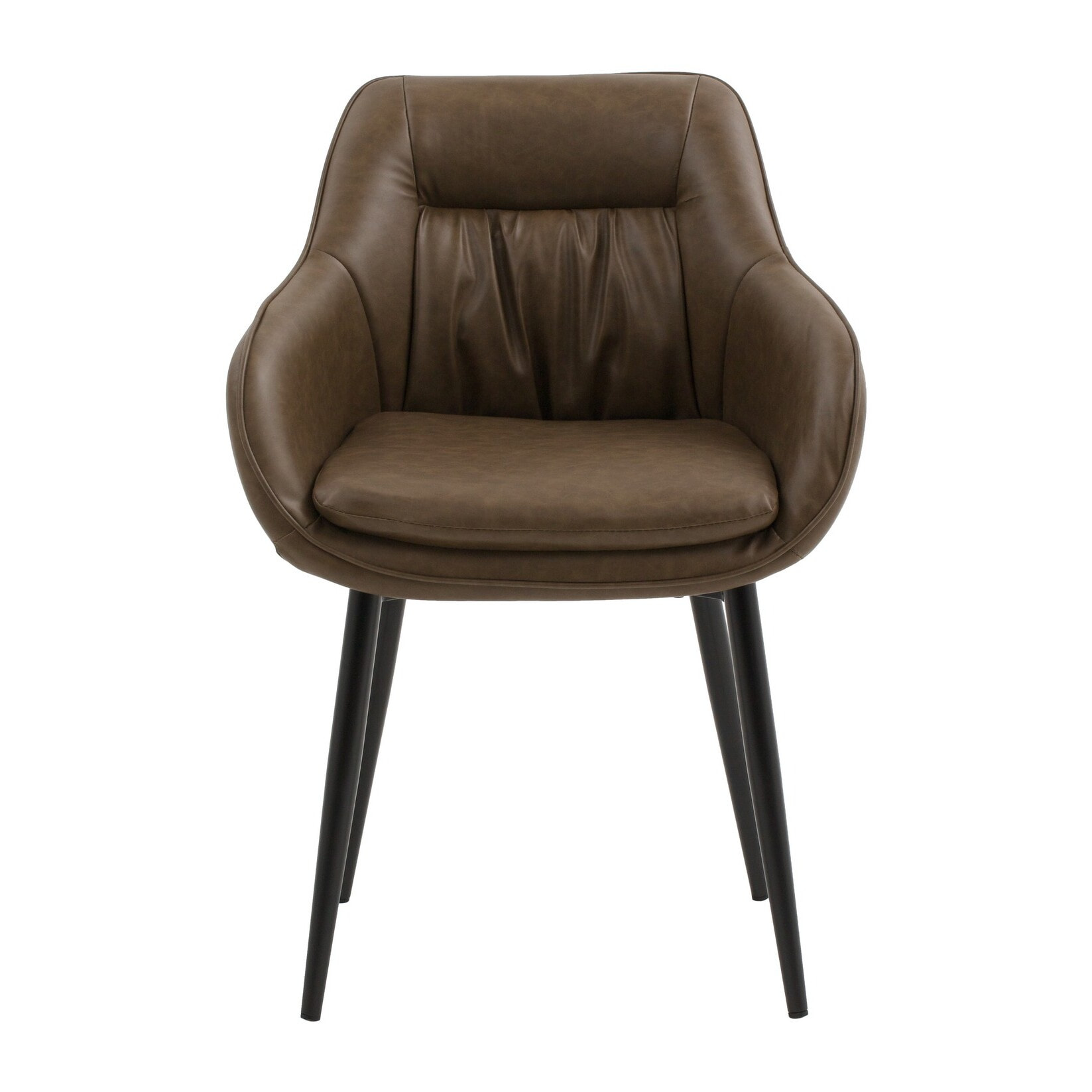 Set di 4 poltroncine HAMMERSMITH in similpelle marrone e gambe in metallo nero, con braccioli