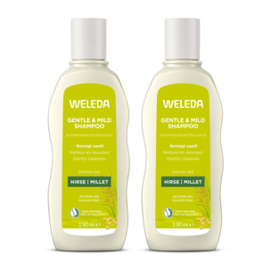WELEDA - Duo Shampooing Extra-Doux Millet - Nettoie en douceur - Vegan* - Certifié Natrue** - Flacon 190 ml x 2