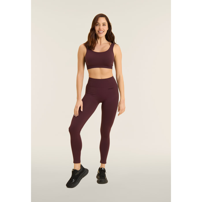 Leggings Seamless 7/8 con Vita Alta e Inserti in Costina