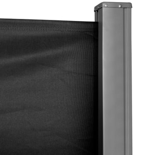 Store latéral brise-vue paravent rétractable dim. 3L x 1,6H m métal polyester imperméable anti-UV haute densité 180g/m² noir