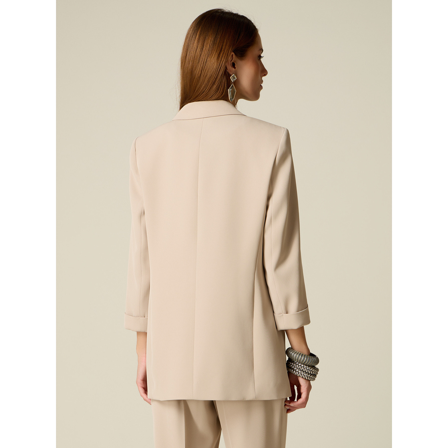 Oltre - Blazer recto con mangas de tres cuartos - Beige