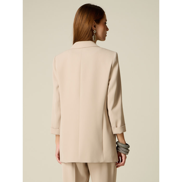 Oltre - Blazer recto con mangas de tres cuartos - Beige