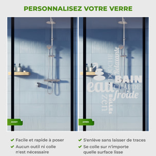 Film Fenêtre Anti Regard Occultant - DOUCHE ZEN - Stickers Autocollant Brise-Vue pour Vitre & Porte de Douche