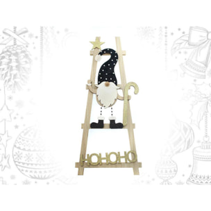 Gnomo decorativo en una escalera 'hohoho' h.50cm
