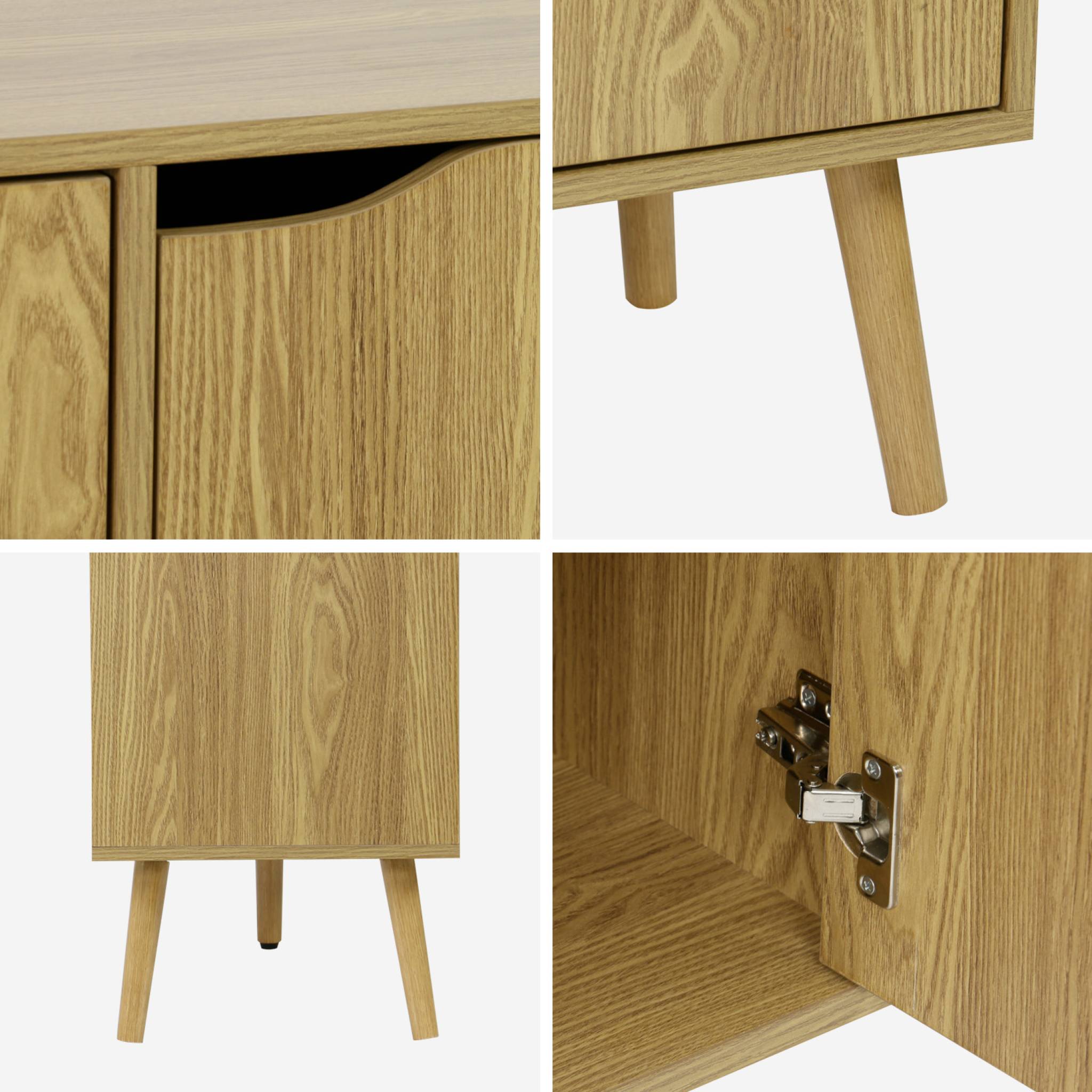 Buffet de rangement effet frêne 3 portes et 3 étagères. buffet bas. 120cm