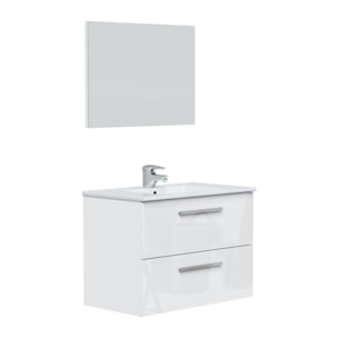 Mueble baño axel 2c 80cm color blanco brillo con espejo, sin lavabo