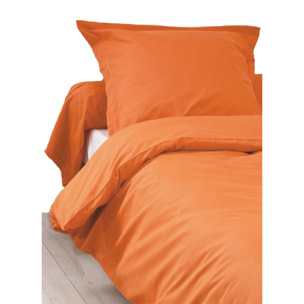 Housse de Couette Unie en 100 % Coton - Orange corail