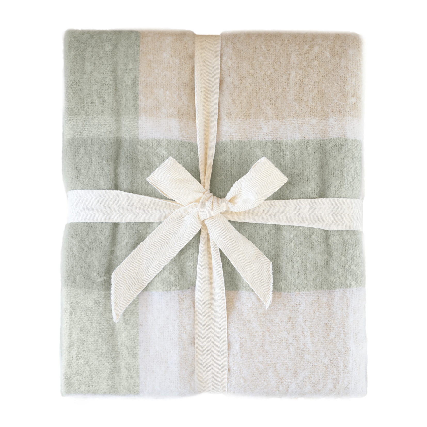 Plaid à carreaux aspect mohair avec franges - Vert