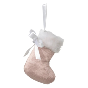 Décoration de sapin textile botte velours rose 13cm