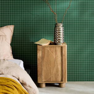 Lot de 2 tables de chevet décor bois de manguier 1 porte réversible Pondi