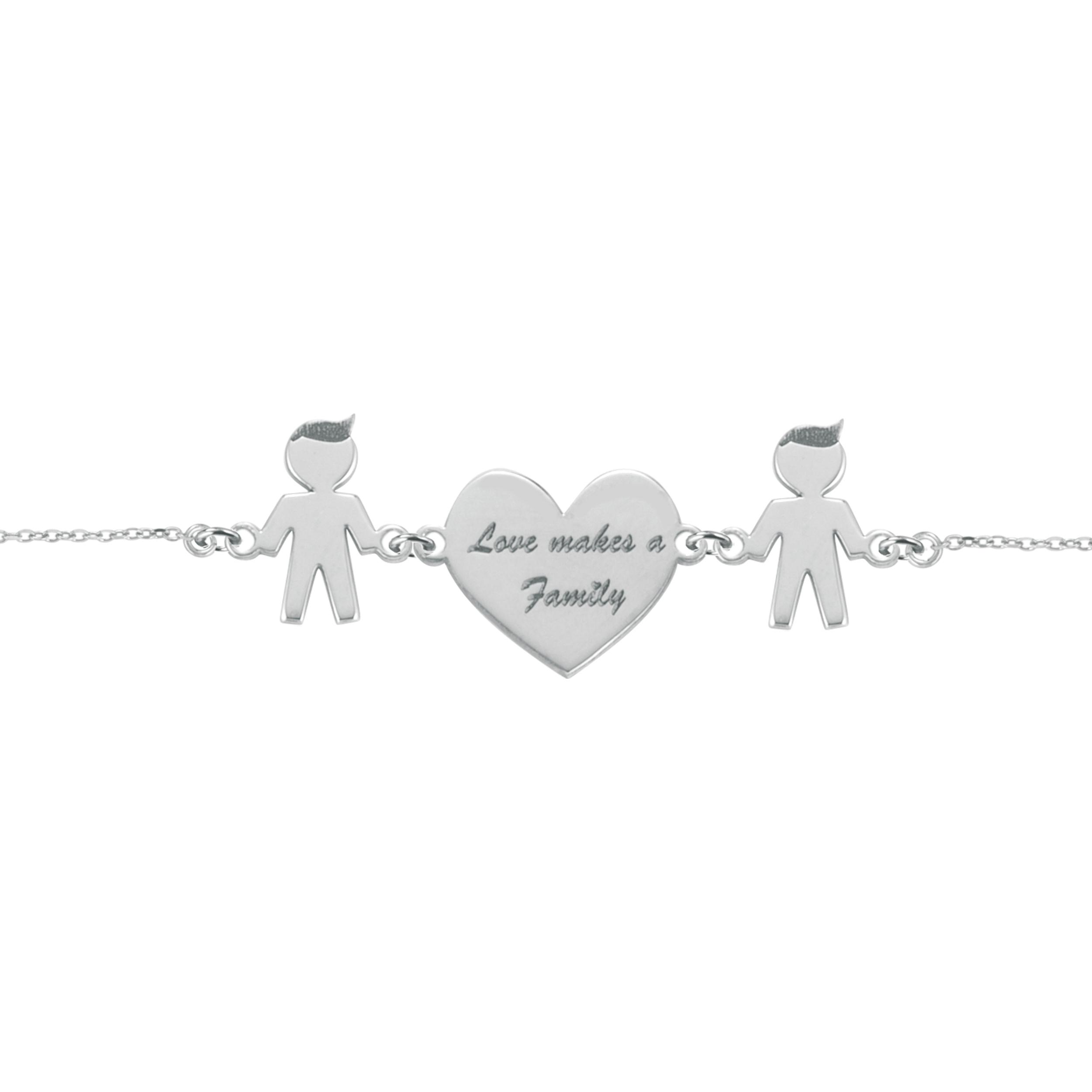 Bracciale Love Makes a Family Bimbo-Cuore-Bimbo Argento