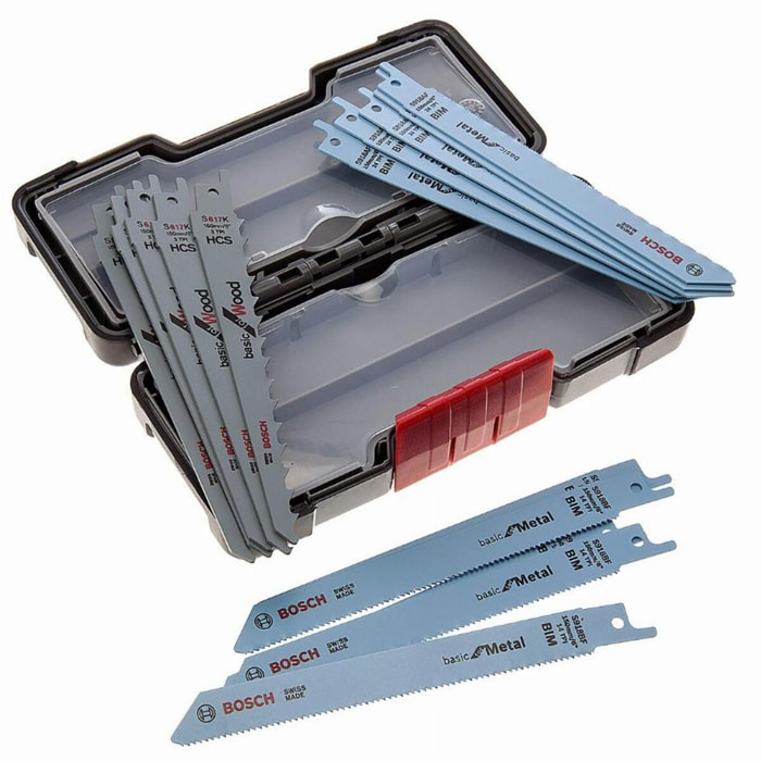 Coffret de lames pour scie sabre BOSCH - bois et métal - 15 pièces - 2607010901