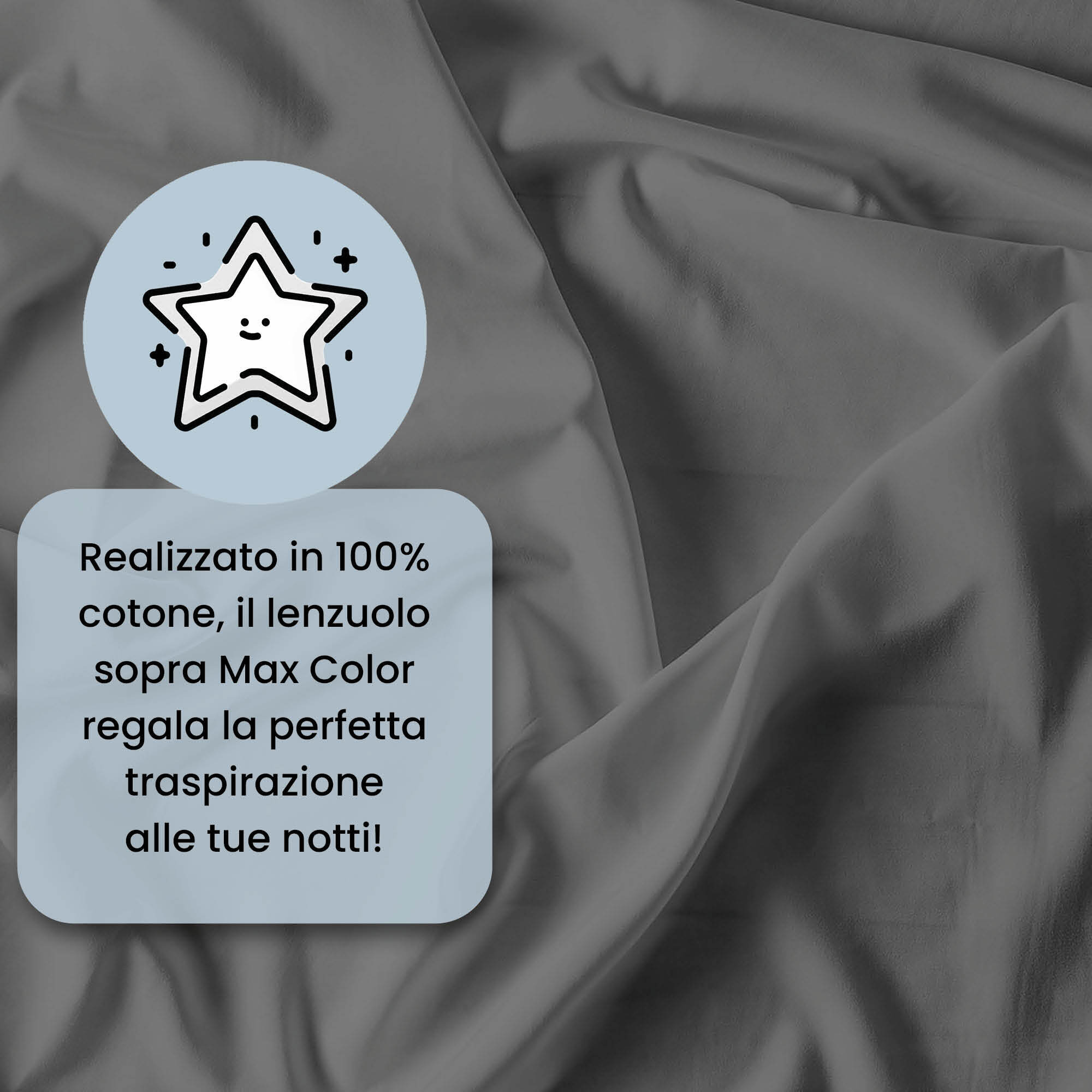 LENZUOLO SOPRA MAX COLOR, 100% Cotone, Tinta Unita, Made in Italy - FUMO