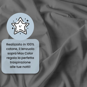 LENZUOLO SOPRA MAX COLOR, 100% Cotone, Tinta Unita, Made in Italy - FUMO