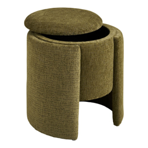 Walsdorf - Pouf rotondo in chenille verde ø42x44 cm