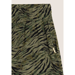 Pantaloni corti in viscosa animalier con vita elasticizzata