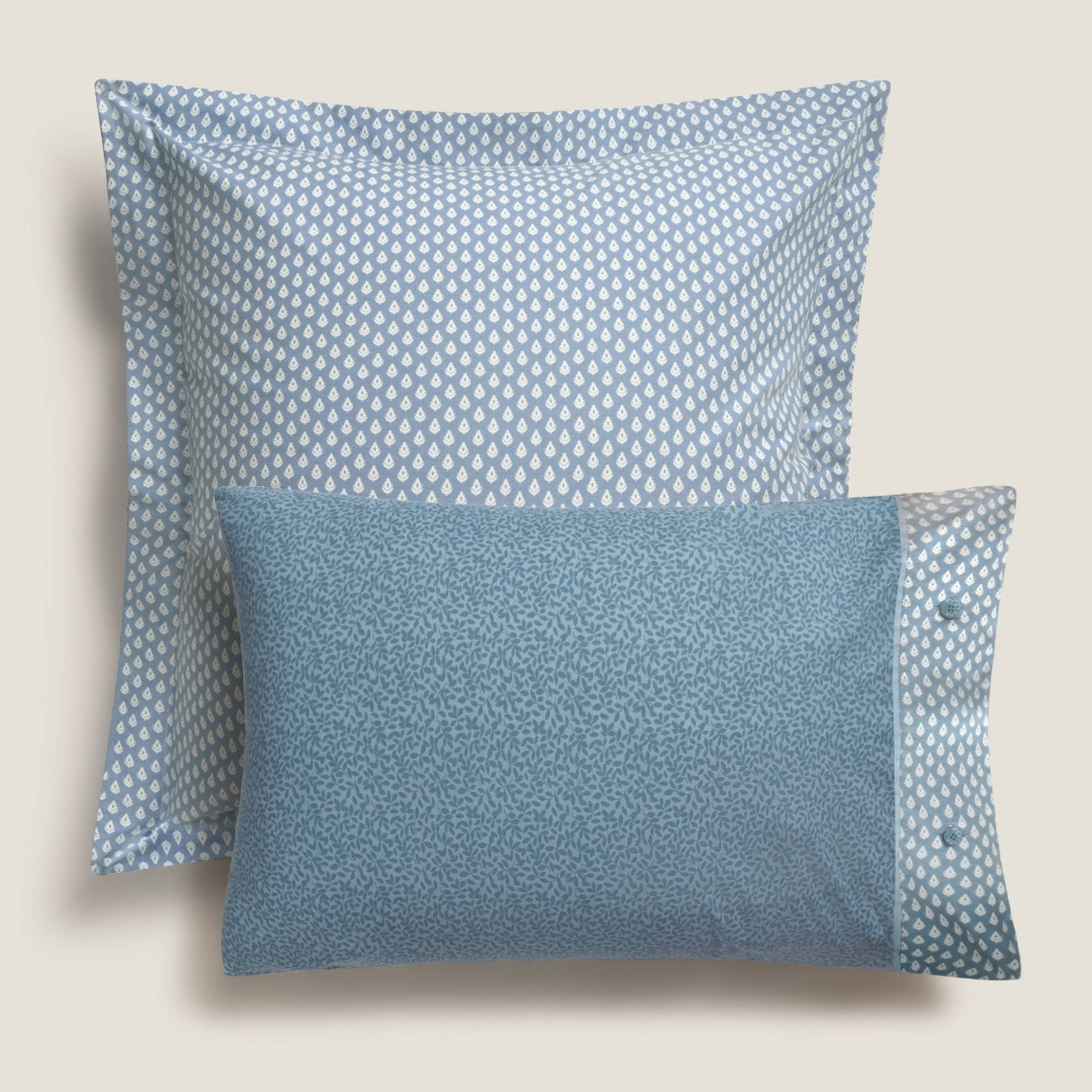 Funda de almohada algodón estampado hojas Inpat color azul 100% Algodón