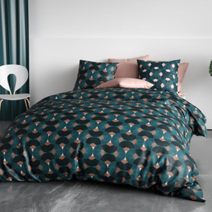 Parure housse de couette imprimé 100% coton marron - greek