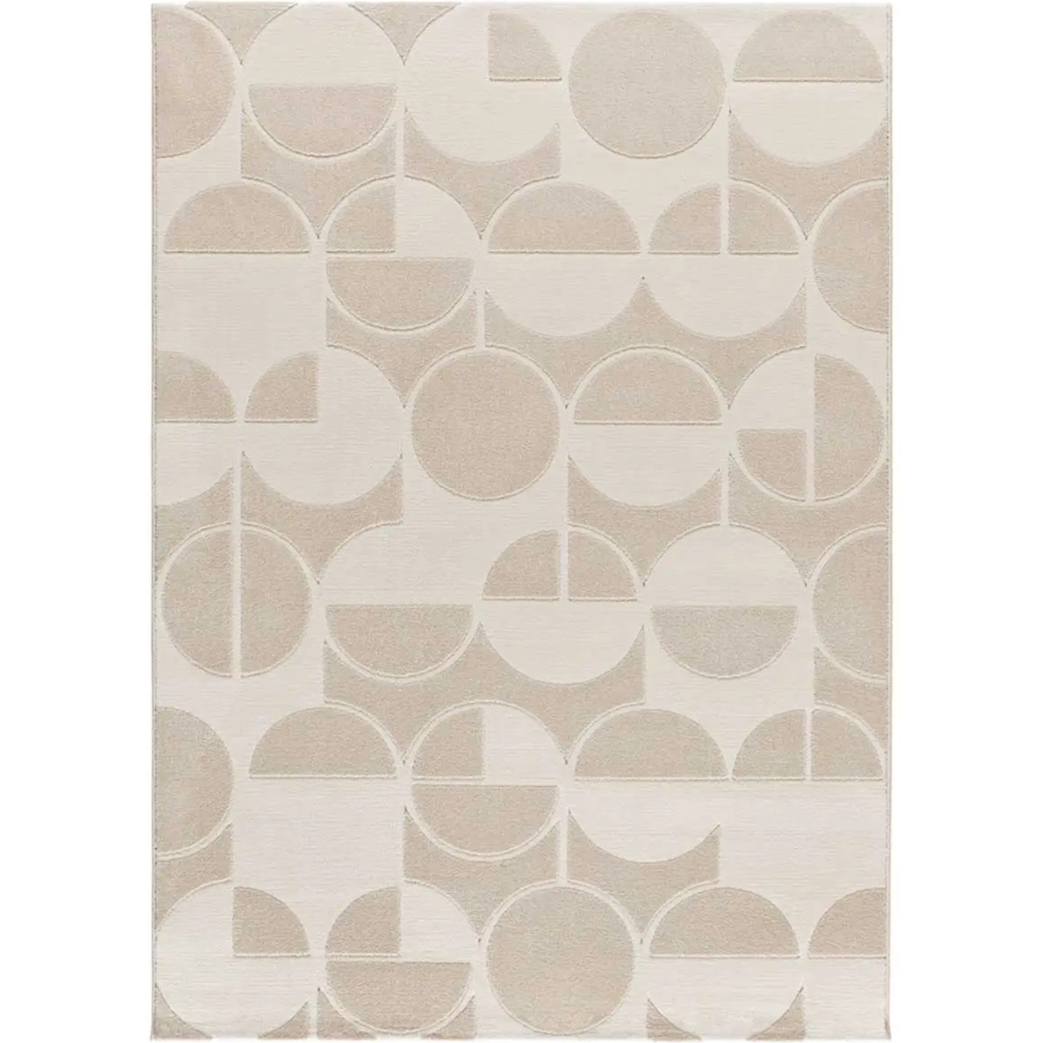 FLORA Alfombra geométrica con relieve en tonos blanco y beige, varias medidas disponibles