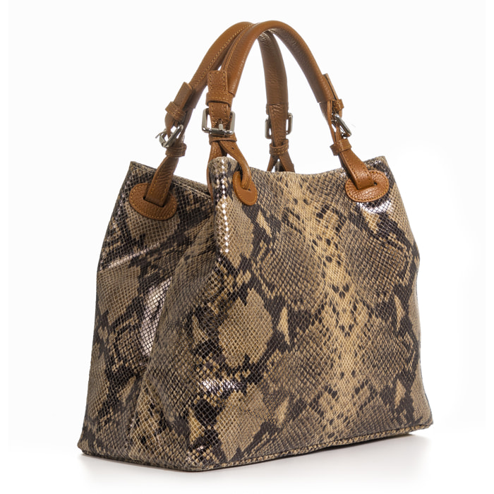 Emanuela Borsa tote Donna.Pelle autentica Camoscio Python Dollaro