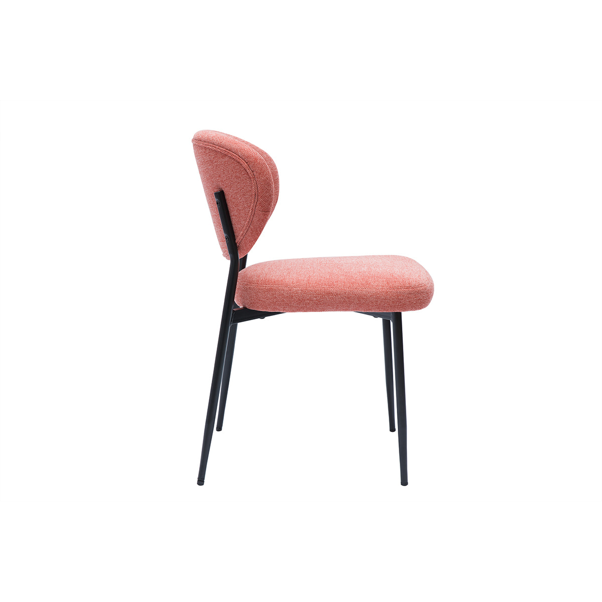 Chaises en tissu effet velours texturé terracotta et métal noir (lot de 2) BREKA