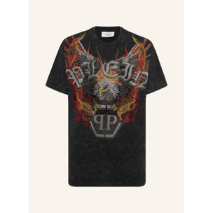 PHILIPP PLEIN Camiseta de cuello redondo y corte kimono EAGLE