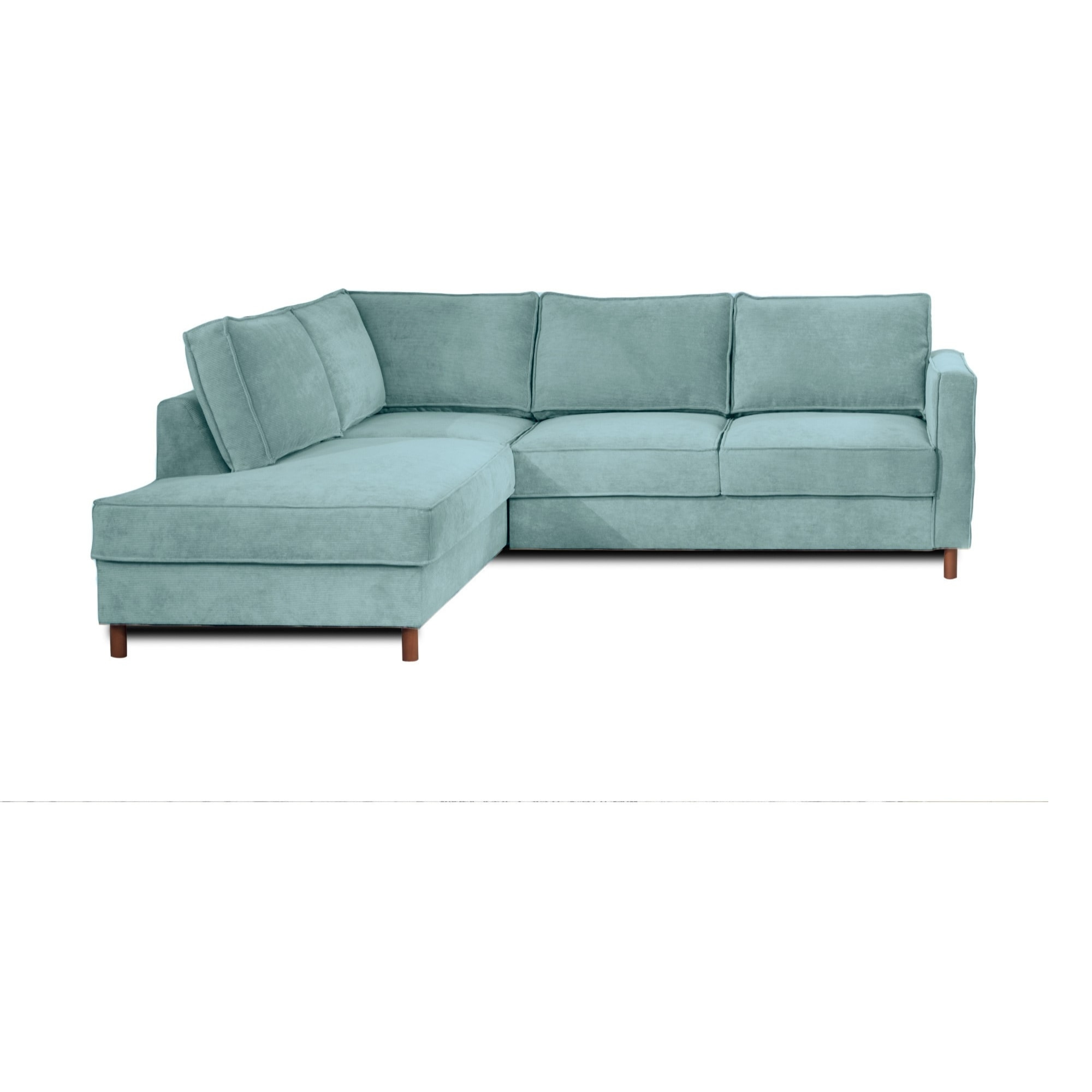 Jake - canapé d'angle gauche - convertible - 5 places - en velours côtelé - Bleu