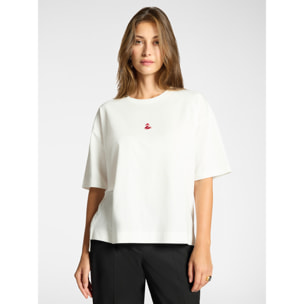 Elena Mirò - T-shirt in cotone con ricamo - Bianco