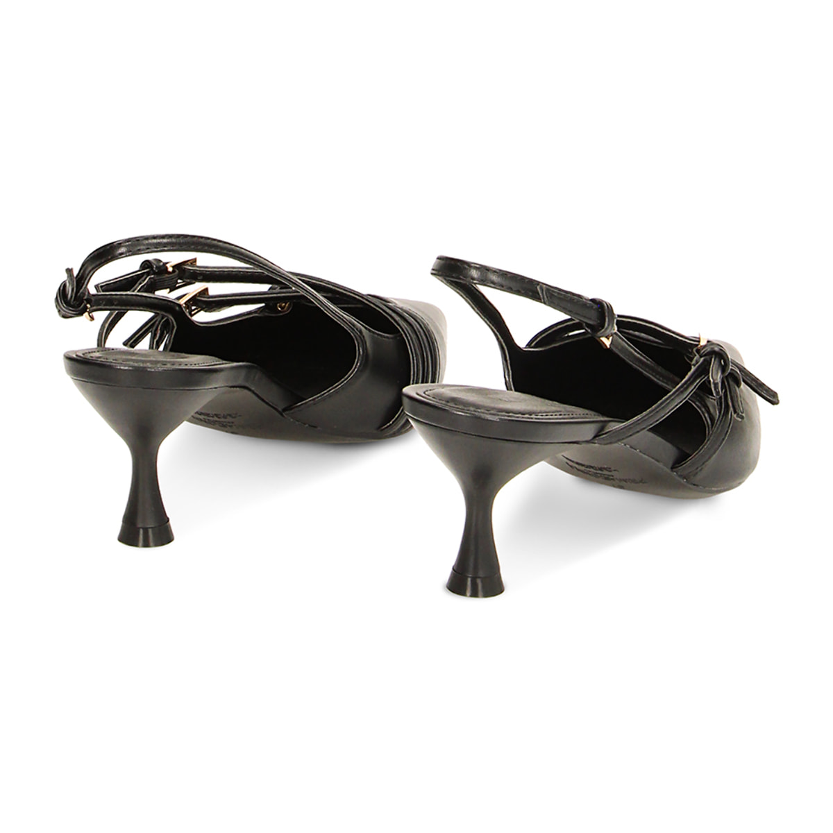 Décolleté slingback nere con fibbie, tacco 6 cm