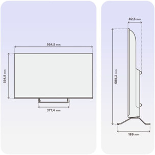 TV QLED ESSENTIELB 43QLED306W 43" (109 cm) 4K - Smart TV, coloris blanc