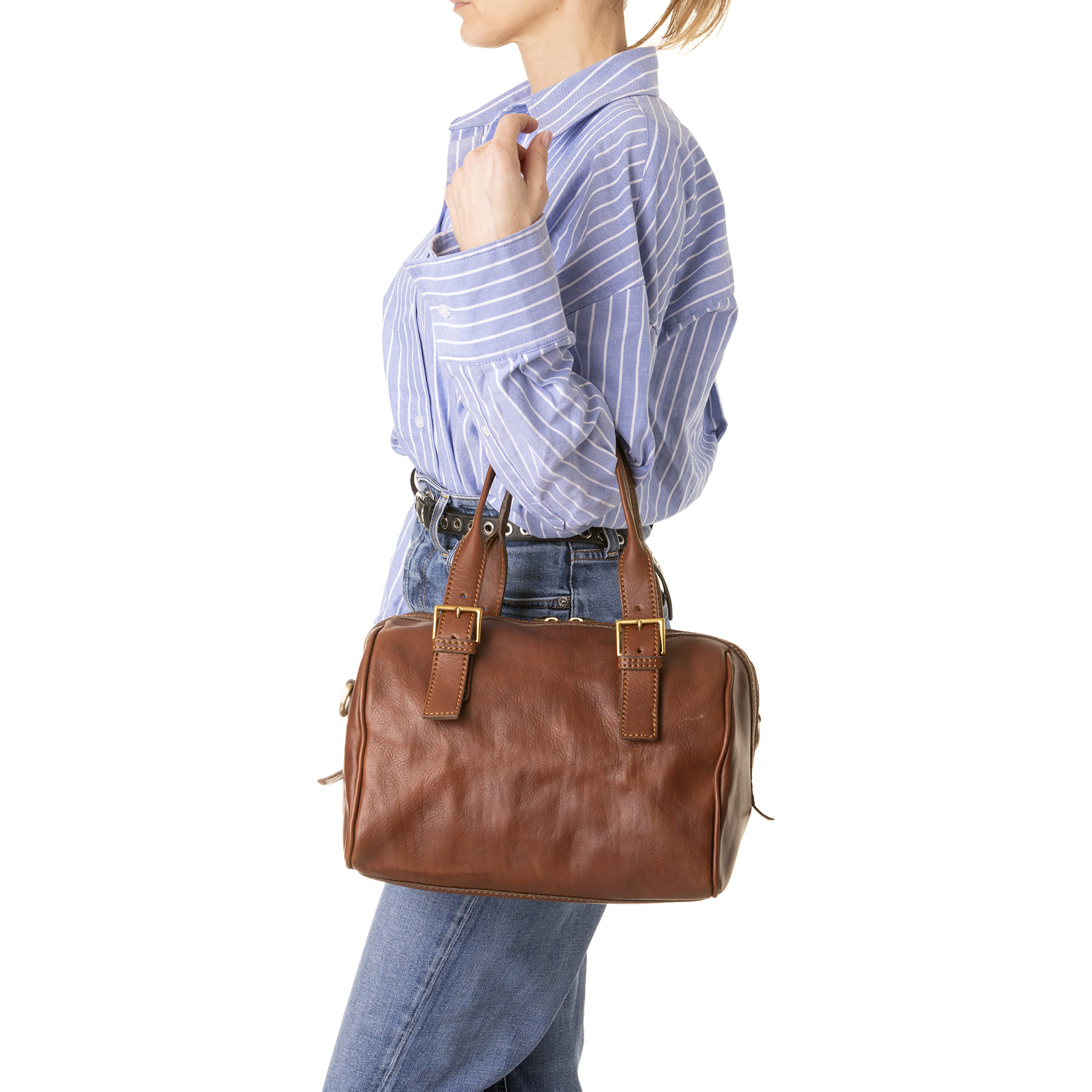 Borsa a bauletto  unisex In Vera pelle Made in Italy 29x27x13 cm