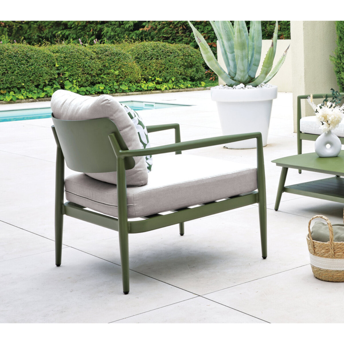 Salon de jardin en aluminium - 5 places - vert sauge - NAÏROBI