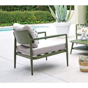 Salon de jardin en aluminium - 5 places - vert sauge - NAÏROBI