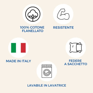 Completo Lenzuola in Flanella Morbida e Calda Made In Italy disegno Rigato Lane Grigio