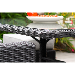 OCEANE - Ensemble repas de jardin encastrable 8 places en résine tresséee