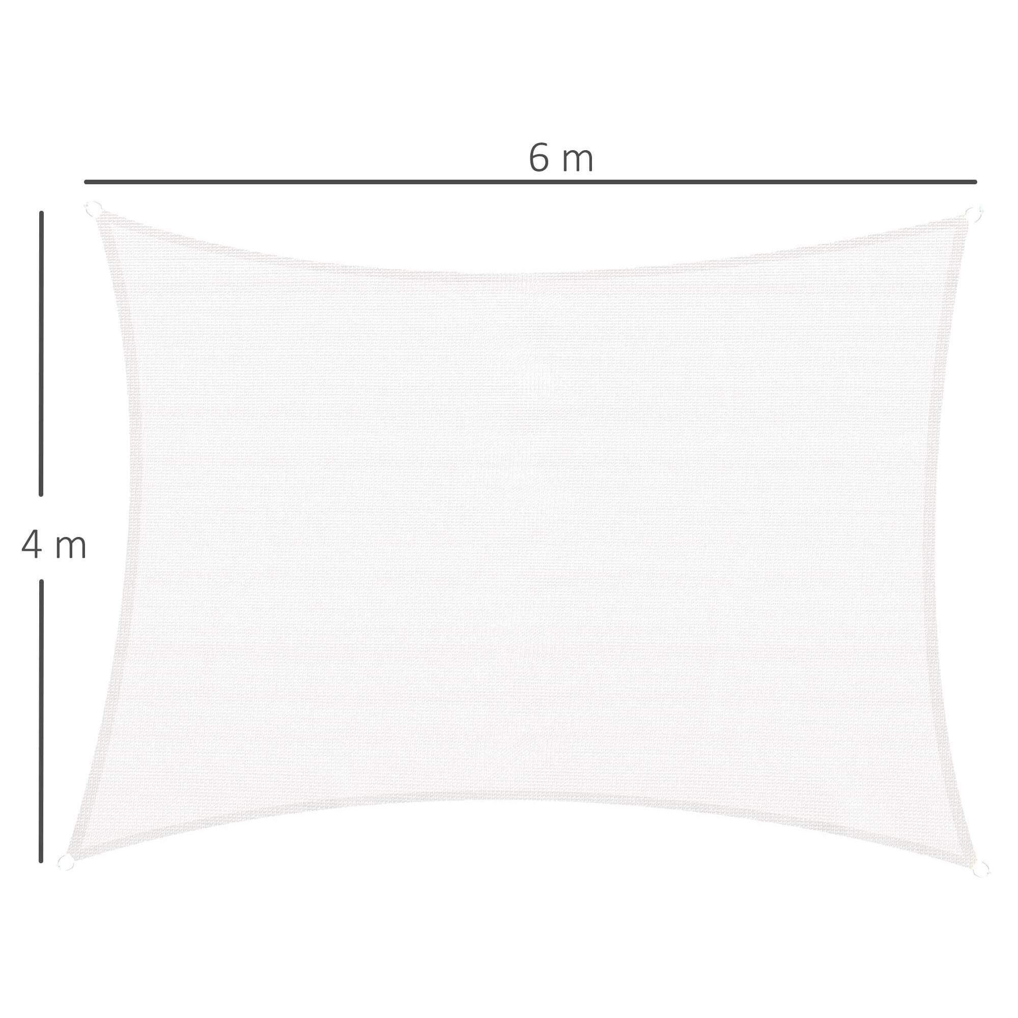 Voile d'ombrage rectangulaire 4 x 6 m toile solaire taud de soleil crème