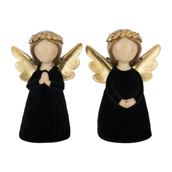 J-Line figurine Ange - polypolyrésine/velours - noir - medium - 2 pièces