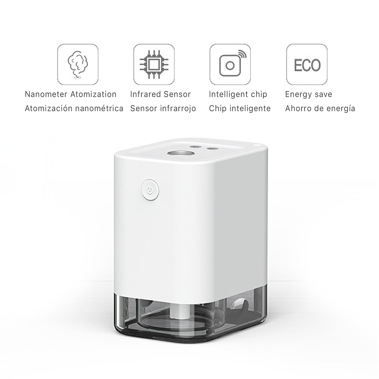 DAM Nebulizzatore verticale erogatore automatico intelligente a infrarossi per idrogel alcolico da 50 ml con batteria ricaricabile da 1800 mAh. 5,5x7,5x9 cm. Colore bianco