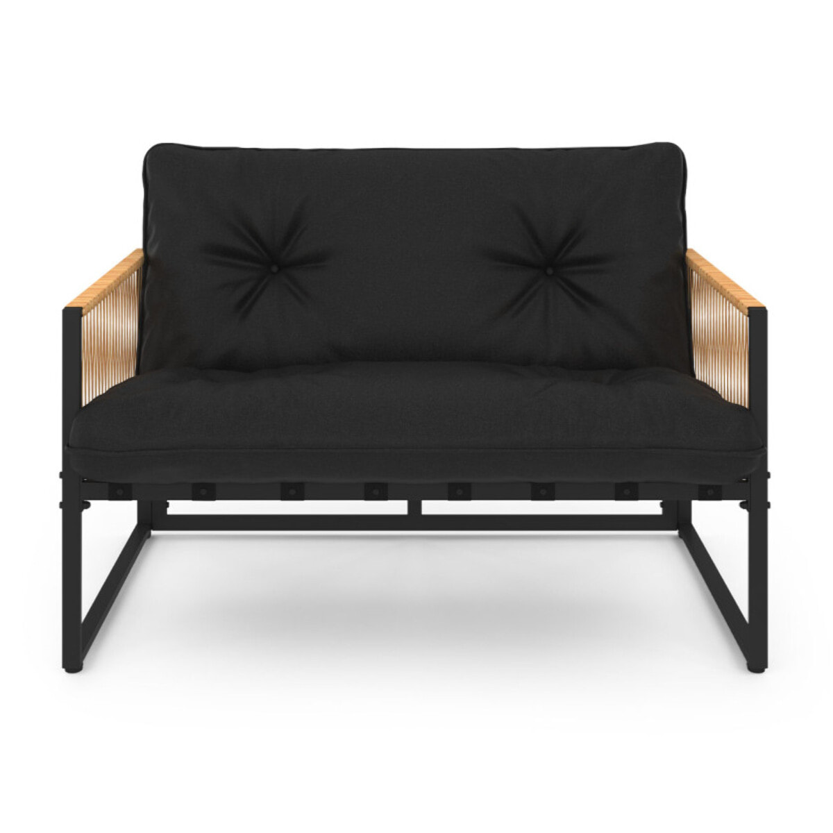 Salon de jardin Ozéa 4 places noir et cordage