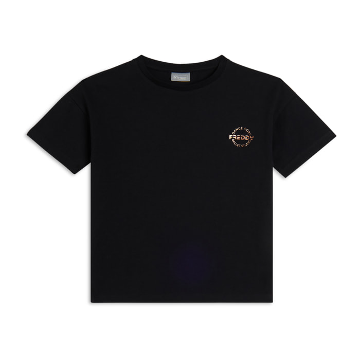 T-shirt Bambina corta in jersey elasticizzato logo bronzo