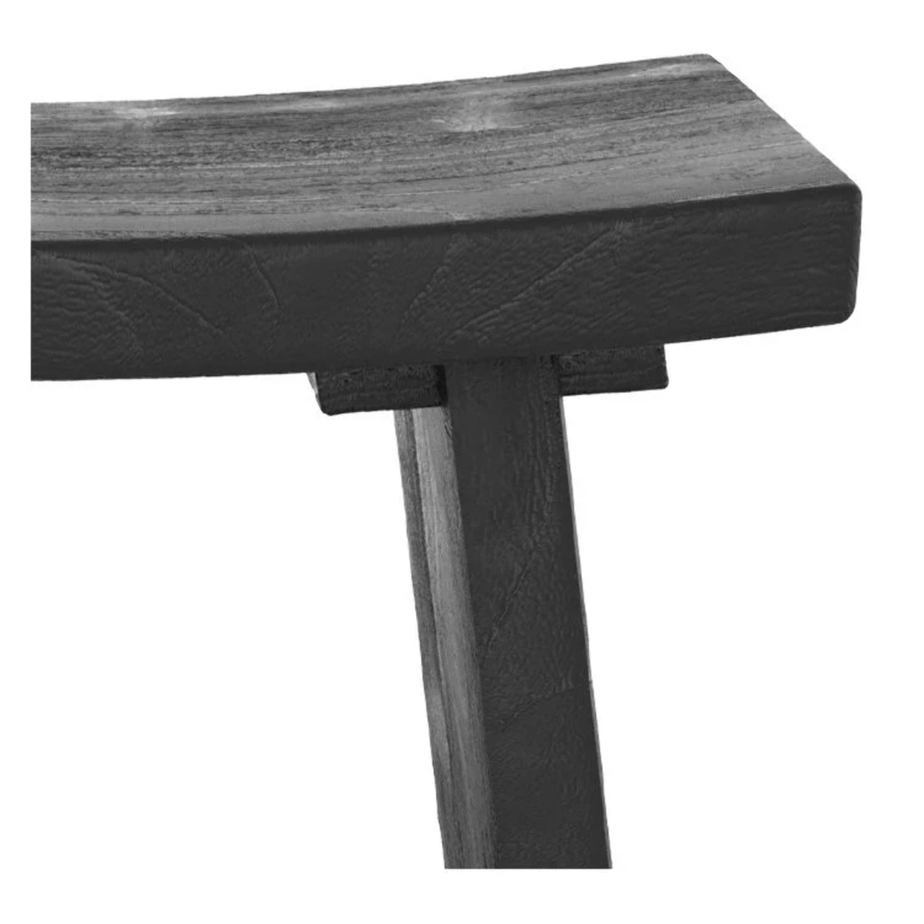 Tabouret en bois de teck recyclé peint en noir - Eka