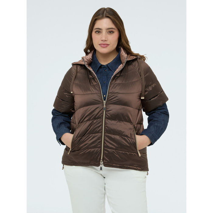 Fiorella Rubino - Piumino reversibile con maniche corte - Marrone